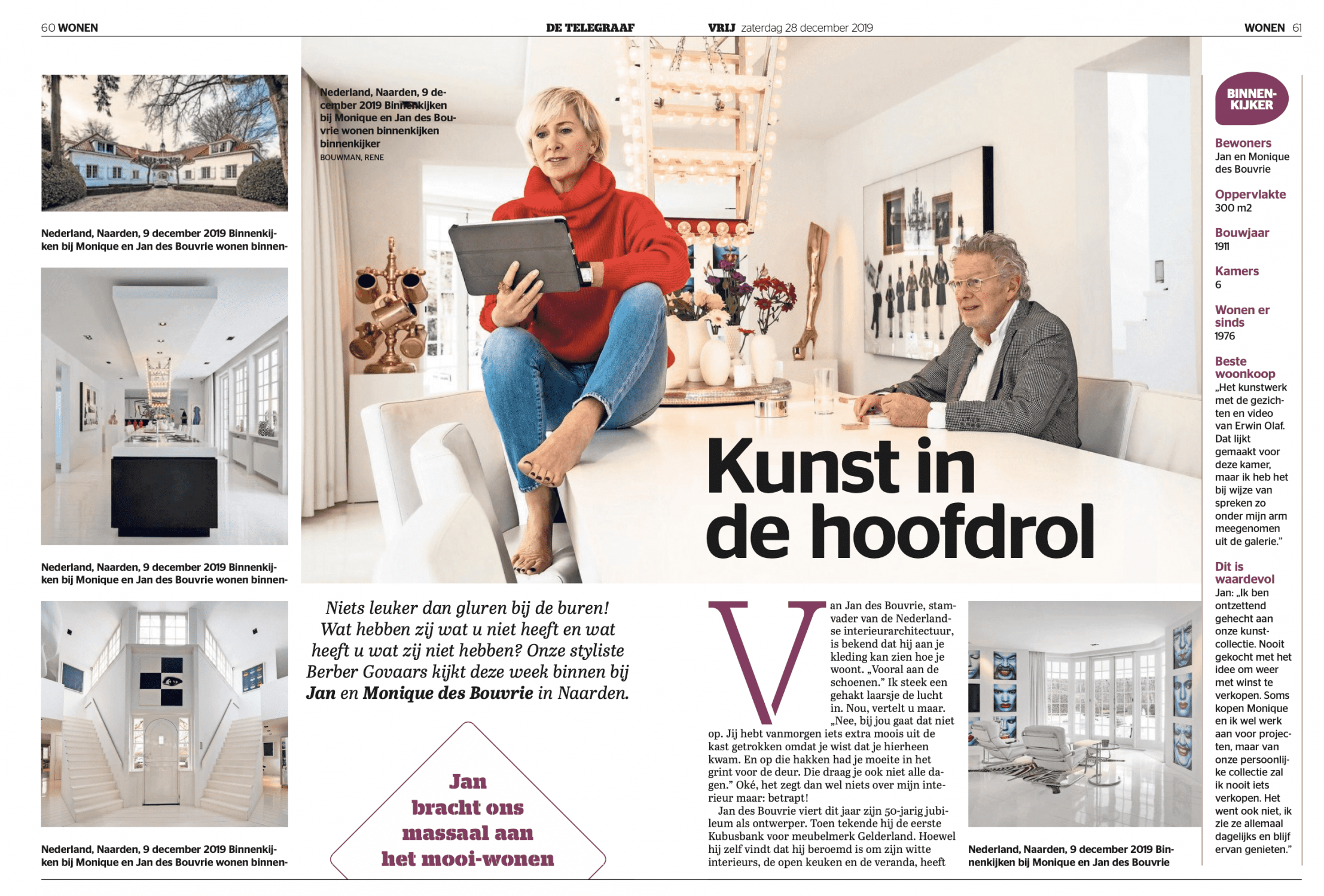 Foto's van het huis van Jan des Bouvrie en een interview over de villa in Naarden.